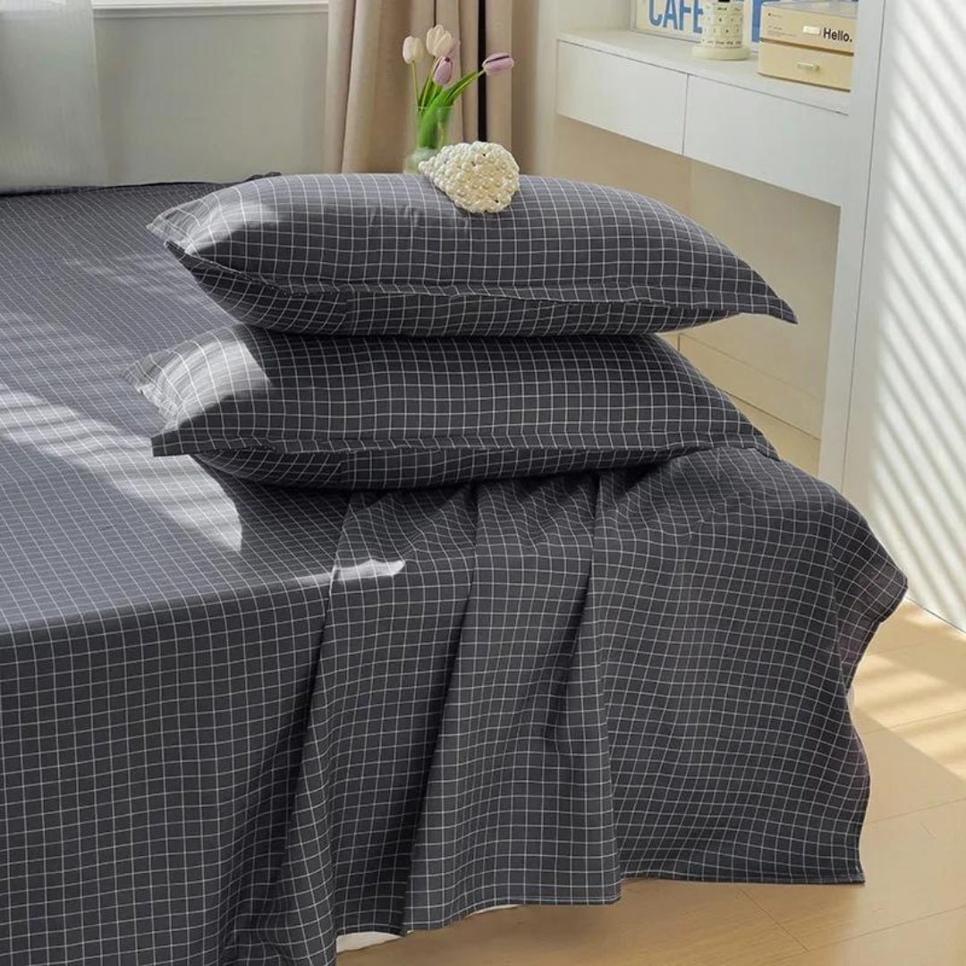 Lençol Liso Fino Checkered, leçol chique, lençol de algodão, lonçol liso, lençol para cama, louhir, louhir.com, louhir.com.br