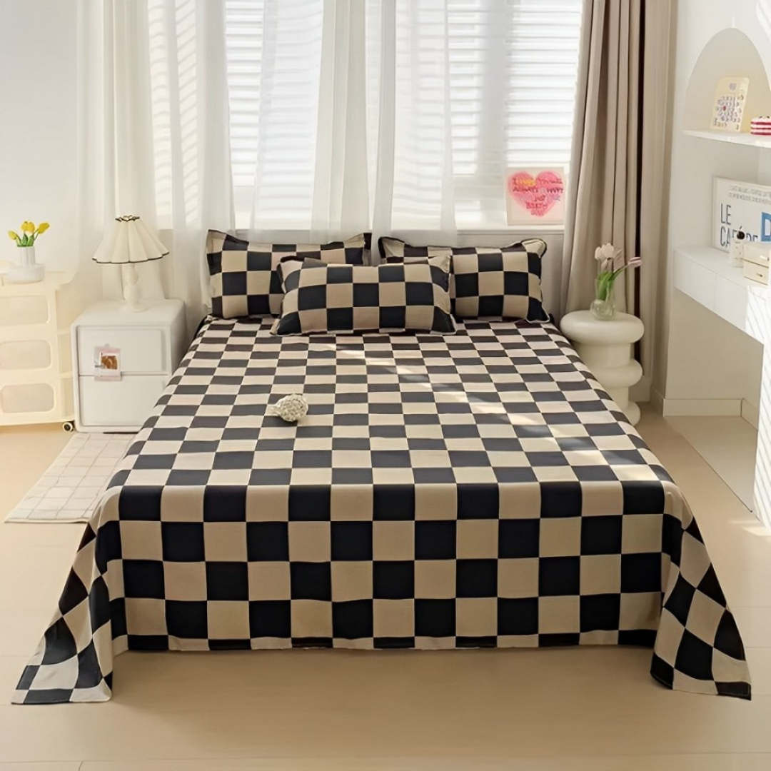 Lençol de Algodão Fino Chess, leçol chique, lençol de algodão, lonçol liso, lençol para cama, louhir, louhir.com, louhir.com.br