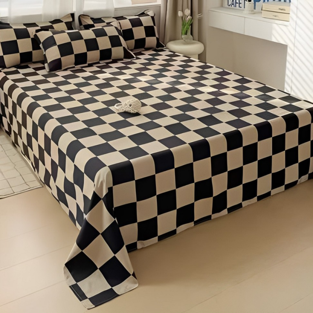 Lençol de Algodão Fino Chess, leçol chique, lençol de algodão, lonçol liso, lençol para cama, louhir, louhir.com, louhir.com.br