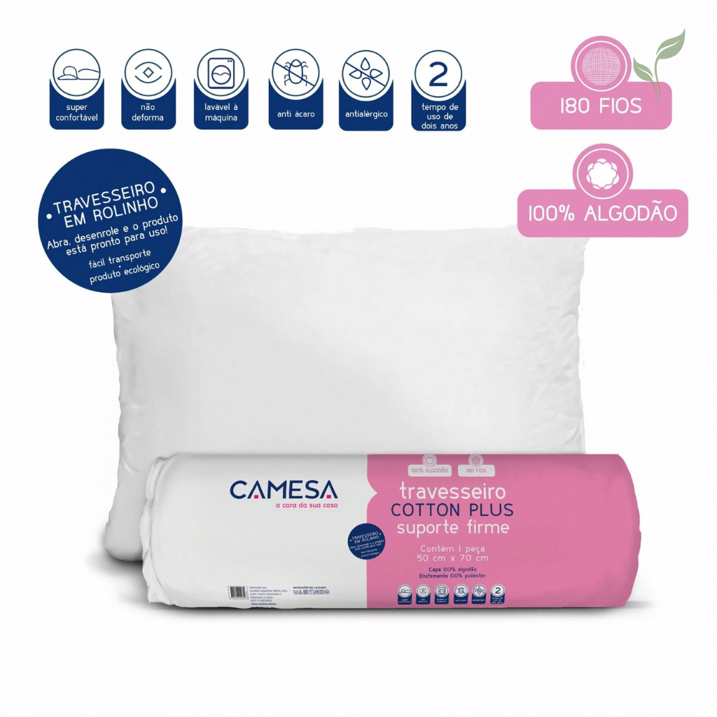 Travesseiro 180 Fios Cotton Plus, travesseiro confortável, travesseiro de algodão, travesseiro, louhir.com, louhir.com.br