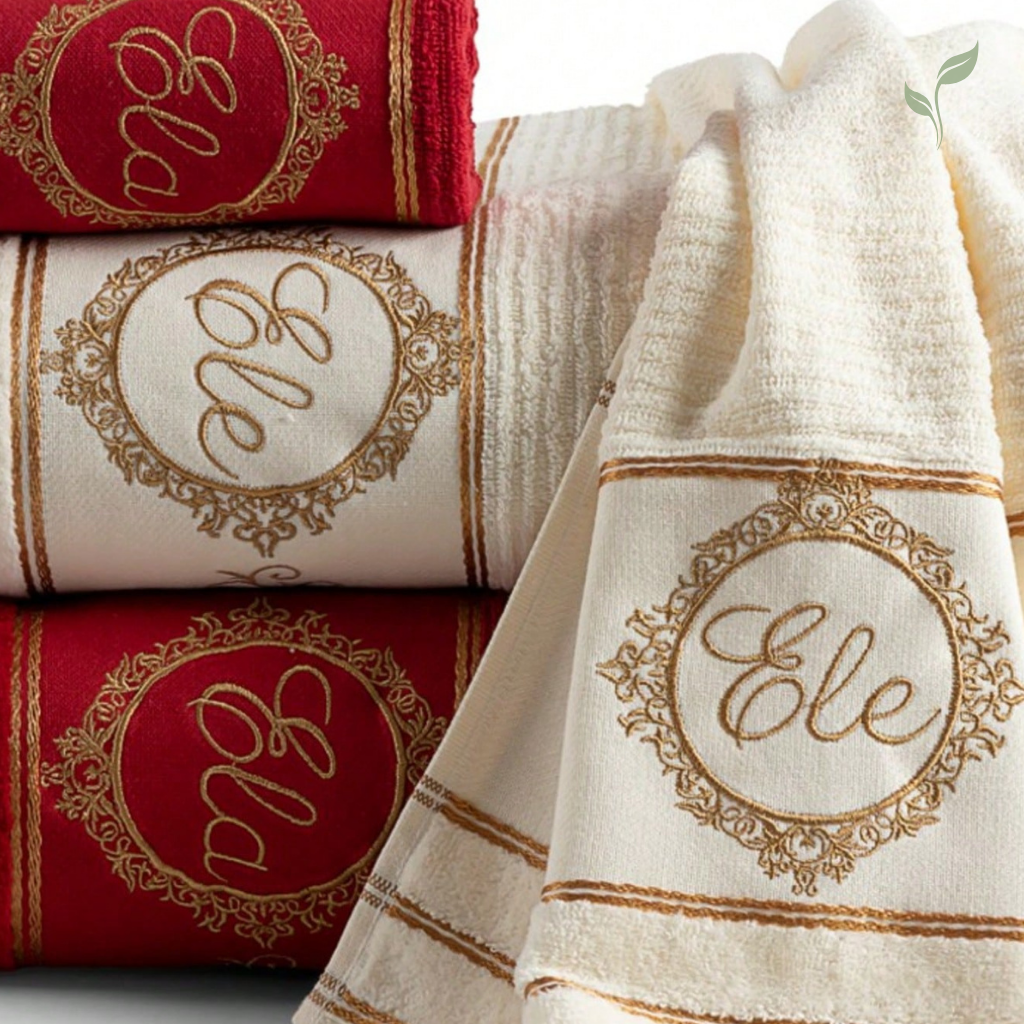 Kit 4 Toalhas Felpa Bordada 100% Algodão, toalhas, louhir, jogo de toalhas, https://louhir.com.br/