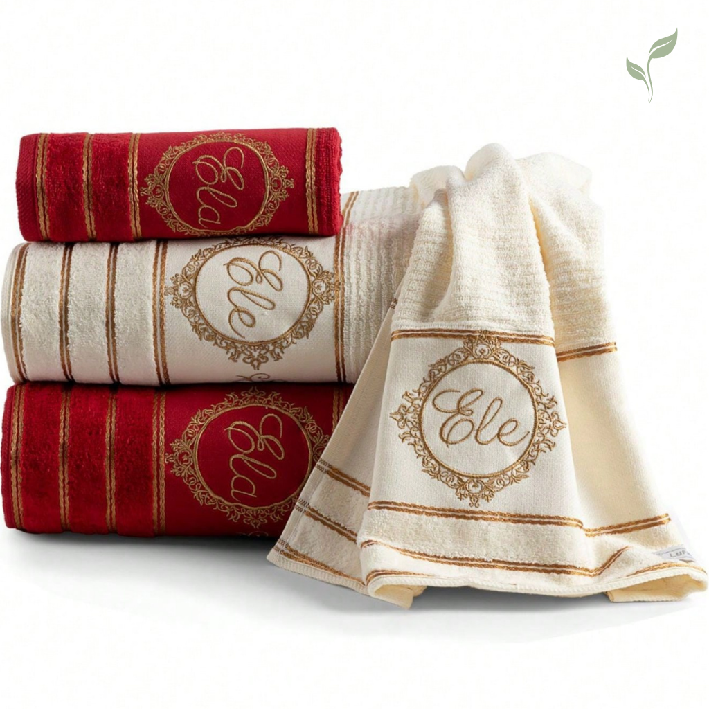Kit 4 Toalhas Felpa Bordada 100% Algodão, toalhas, louhir, jogo de toalhas, https://louhir.com.br/