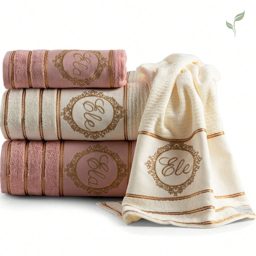 Kit 4 Toalhas Felpa Bordada 100% Algodão, toalhas, louhir, jogo de toalhas, https://louhir.com.br/