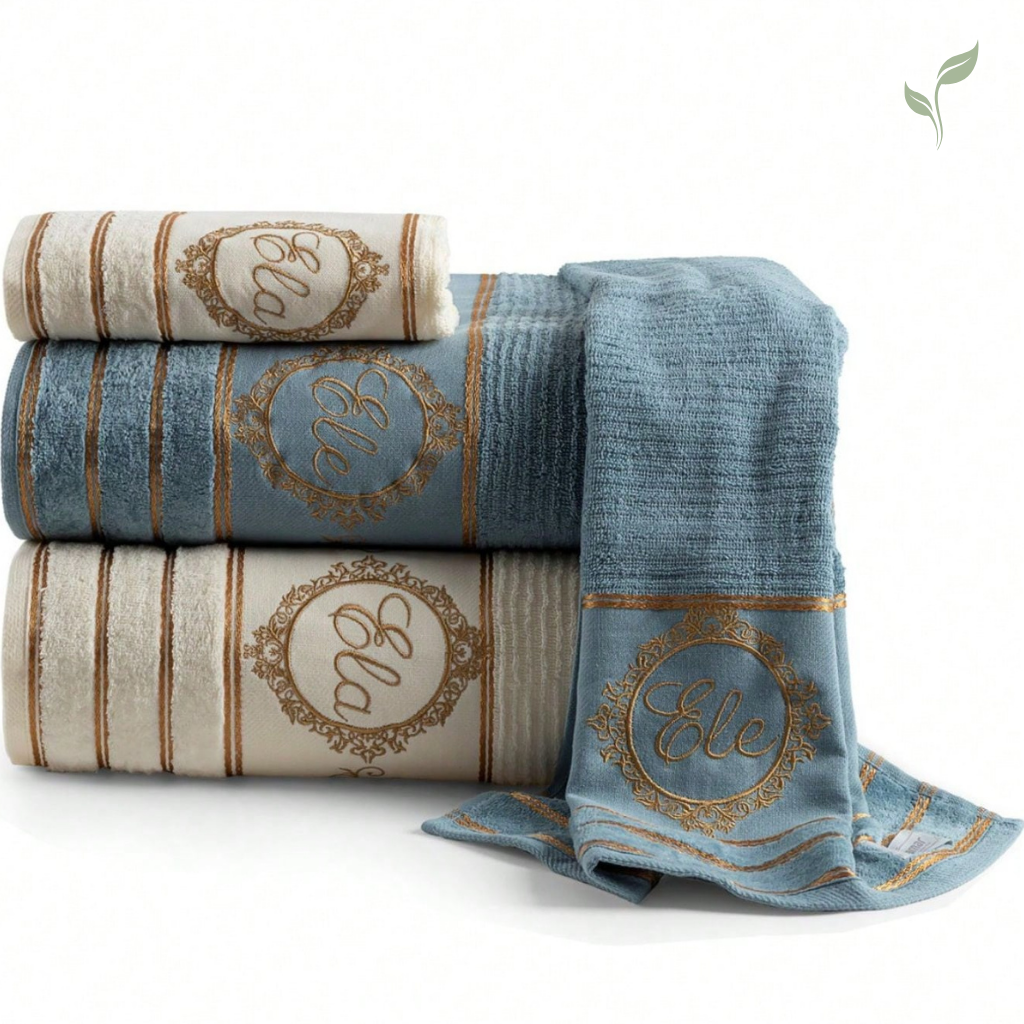 Kit 4 Toalhas Felpa Bordada 100% Algodão, toalhas, louhir, jogo de toalhas, https://louhir.com.br/