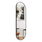 Espelho Dur Moderno 110x50 com base reta e moldura em couro. Corpo inteiro, reflexo sem distorções e design elegante para quartos, halls e closets.