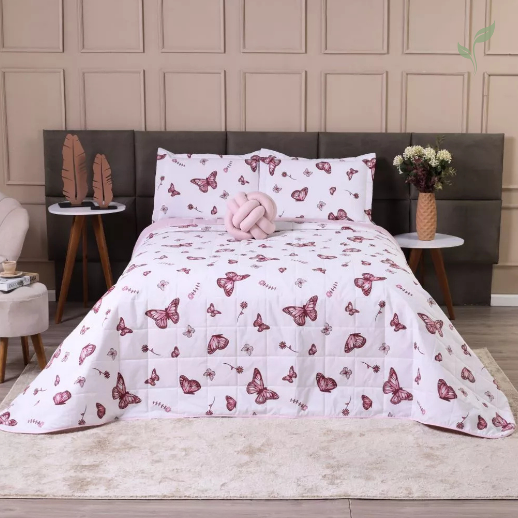 Colcha Cobre Leito Casal Farfalla, capa de edredom mais mantas, capa de edredom, capa de cama, louhir, louhir.com, louhir.com.br