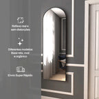 Espelho Dur Moderno 110x50 com base reta e moldura em couro. Corpo inteiro, reflexo sem distorções e design elegante para quartos, halls e closets.