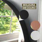 Espelho Dur Moderno 110x50 com base reta e moldura em couro. Corpo inteiro, reflexo sem distorções e design elegante para quartos, halls e closets.