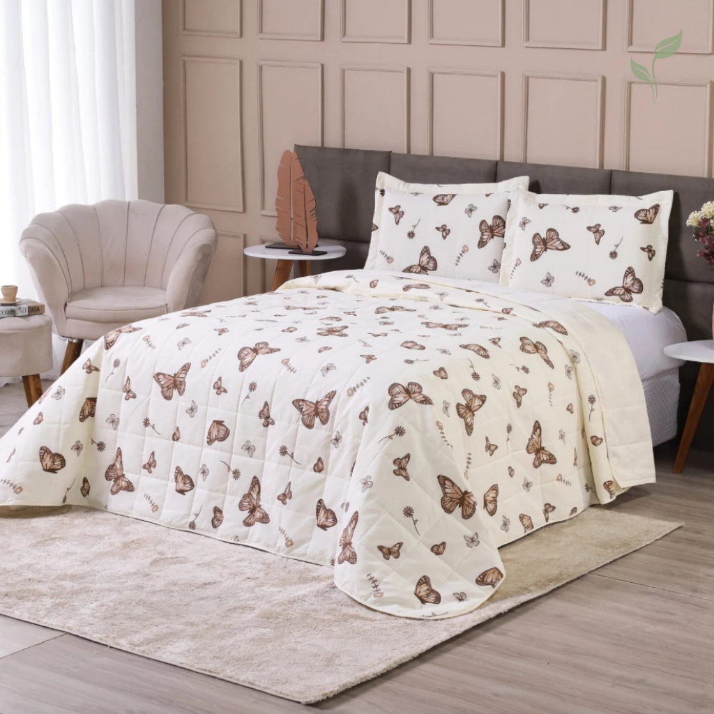 Colcha Cobre Leito Casal Farfalla, capa de edredom mais mantas, capa de edredom, capa de cama, louhir, louhir.com, louhir.com.br