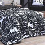 Edredom Casal Imprimer Alfa Gamer, capa de edredom mais mantas, capa de edredom, capa de cama, louhir, louhir.com, louhir.com.br