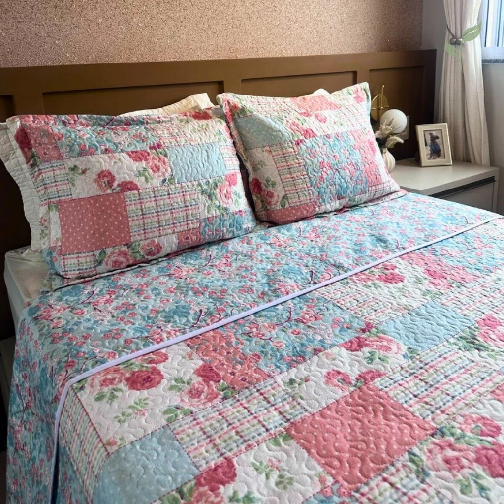 Colcha de Cama Dupla Face Mitsu, colcha de cama, colcha de cama e fronha, kit colcha de cama, colcha de cama de qualidade, louhir, louhir.com, louhir.com.br