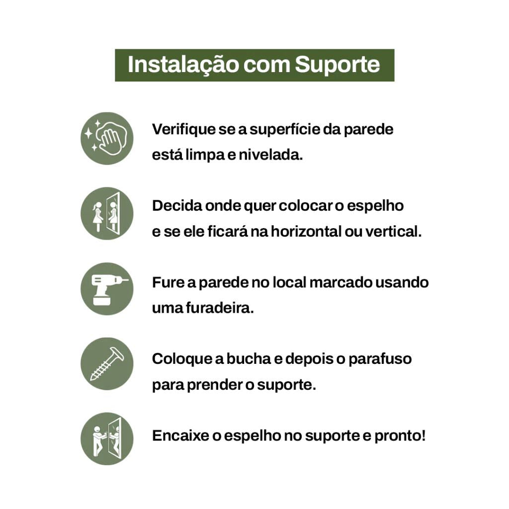Espelho Dur Moderno 110x50 com base reta e moldura em couro. Corpo inteiro, reflexo sem distorções e design elegante para quartos, halls e closets.