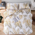 Kit Capa de Edredom Folhas Tropicais, capa de edredom, capa de cama, louhir, louhir.com, louhir.com.br