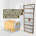 Espelho Dur Moderno 110x50 com base reta e moldura em couro. Corpo inteiro, reflexo sem distorções e design elegante para quartos, halls e closets.