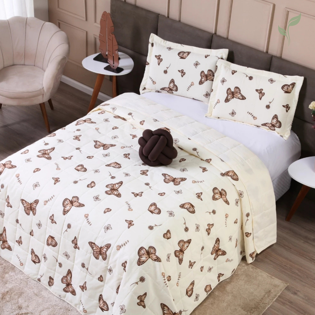 Colcha Cobre Leito Casal Farfalla, capa de edredom mais mantas, capa de edredom, capa de cama, louhir, louhir.com, louhir.com.br