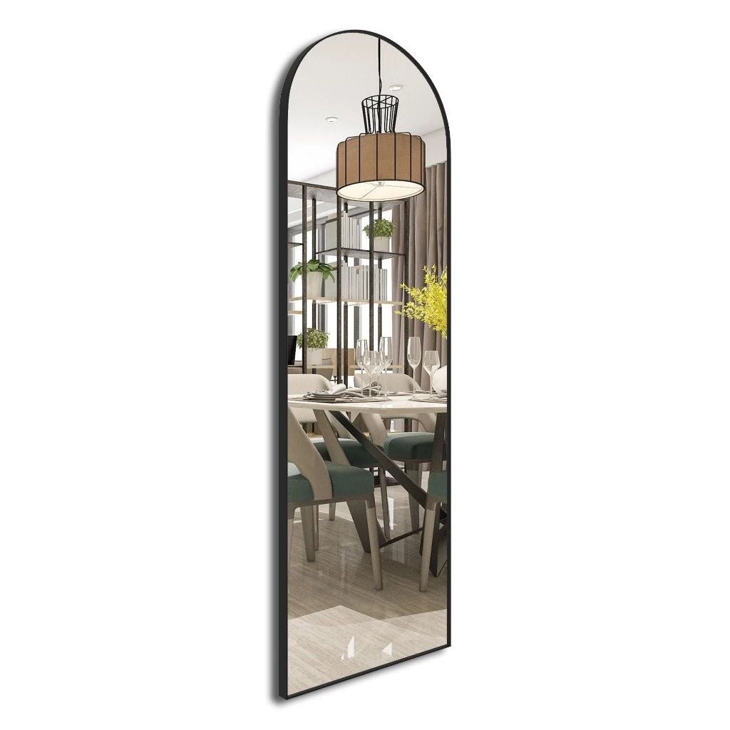 Espelho Dur Moderno 110x50 com base reta e moldura em couro. Corpo inteiro, reflexo sem distorções e design elegante para quartos, halls e closets.