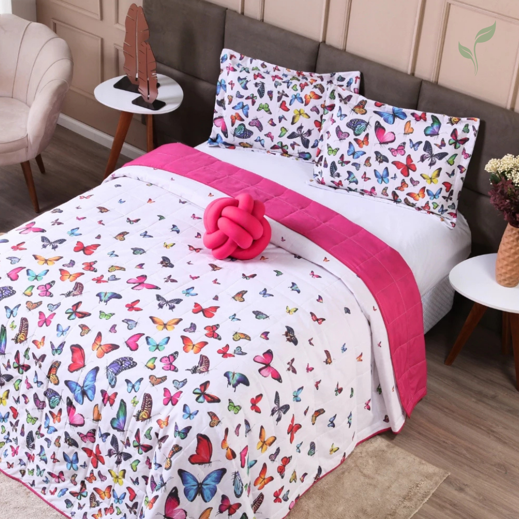 Colcha Cobre Leito Casal Farfalla, capa de edredom mais mantas, capa de edredom, capa de cama, louhir, louhir.com, louhir.com.br