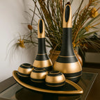 Conjunto Escultural Égyptien Cerâmica 6 Peças com Dourado Louhir