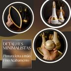 Conjunto Escultural Égyptien Cerâmica 6 Peças com Dourado Louhir