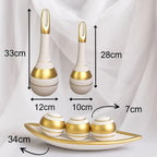 Conjunto Escultural Égyptien Cerâmica 6 Peças com Dourado Louhir