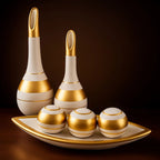 Conjunto Escultural Égyptien Cerâmica 6 Peças com Dourado Louhir