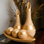 Conjunto Escultural Égyptien Cerâmica 6 Peças com Dourado Louhir