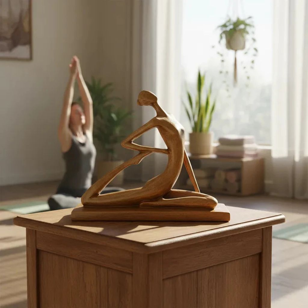 Escultura Minimalista Ballerine em gesso, 24cm, com design estilizado de bailarina. Peça decorativa elegante para salas, quartos, estúdios e home office.