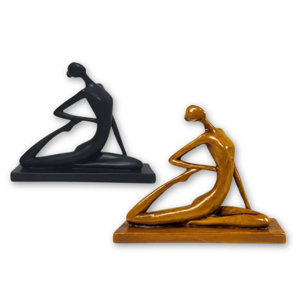 Escultura Minimalista Ballerine em gesso, 24cm, com design estilizado de bailarina. Peça decorativa elegante para salas, quartos, estúdios e home office.
