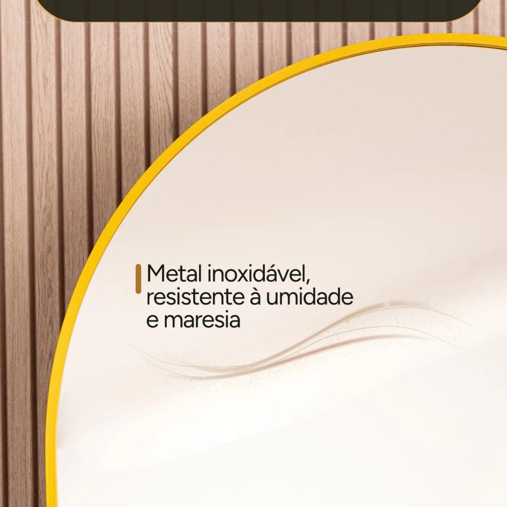 Espelho Grande Luxure 170x70 com moldura de alumínio em prata, dourado ou preto. Design arco, corpo inteiro, vidro lapidado e suporte de chão e parede.