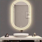 Espelho Luxury Oval LED Touch 120x60 ou 60x40 com iluminação ajustável, sensor touch, acabamento jateado e bivolt. Moderno e prático para qualquer ambiente.