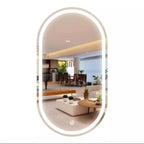 Espelho Luxury Oval LED Touch 120x60 ou 60x40 com iluminação ajustável, sensor touch, acabamento jateado e bivolt. Moderno e prático para qualquer ambiente.