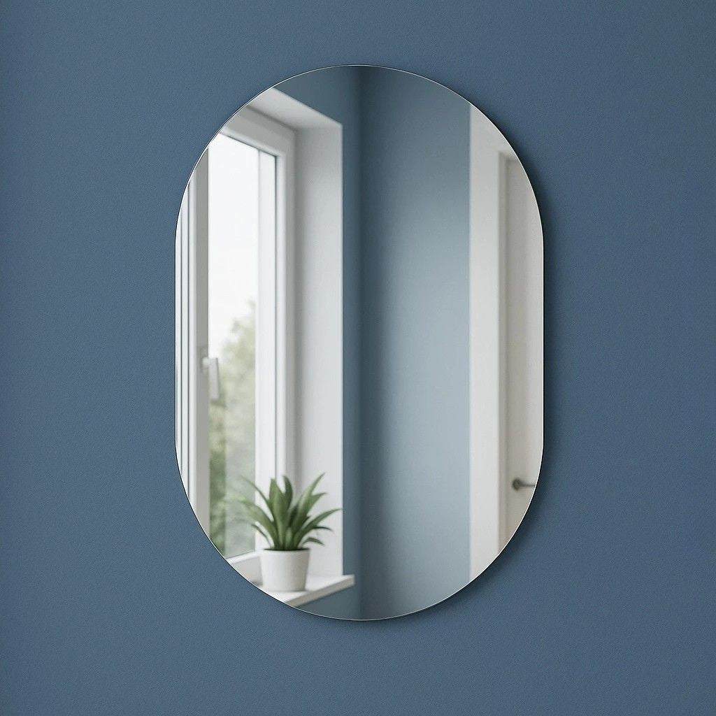 Espelho Oval Deux 40x50cm com opção de LED branco quente, frio ou sem LED. Vidro 3 mm, design moderno e acabamento sofisticado para banheiro, quarto e lavabo.