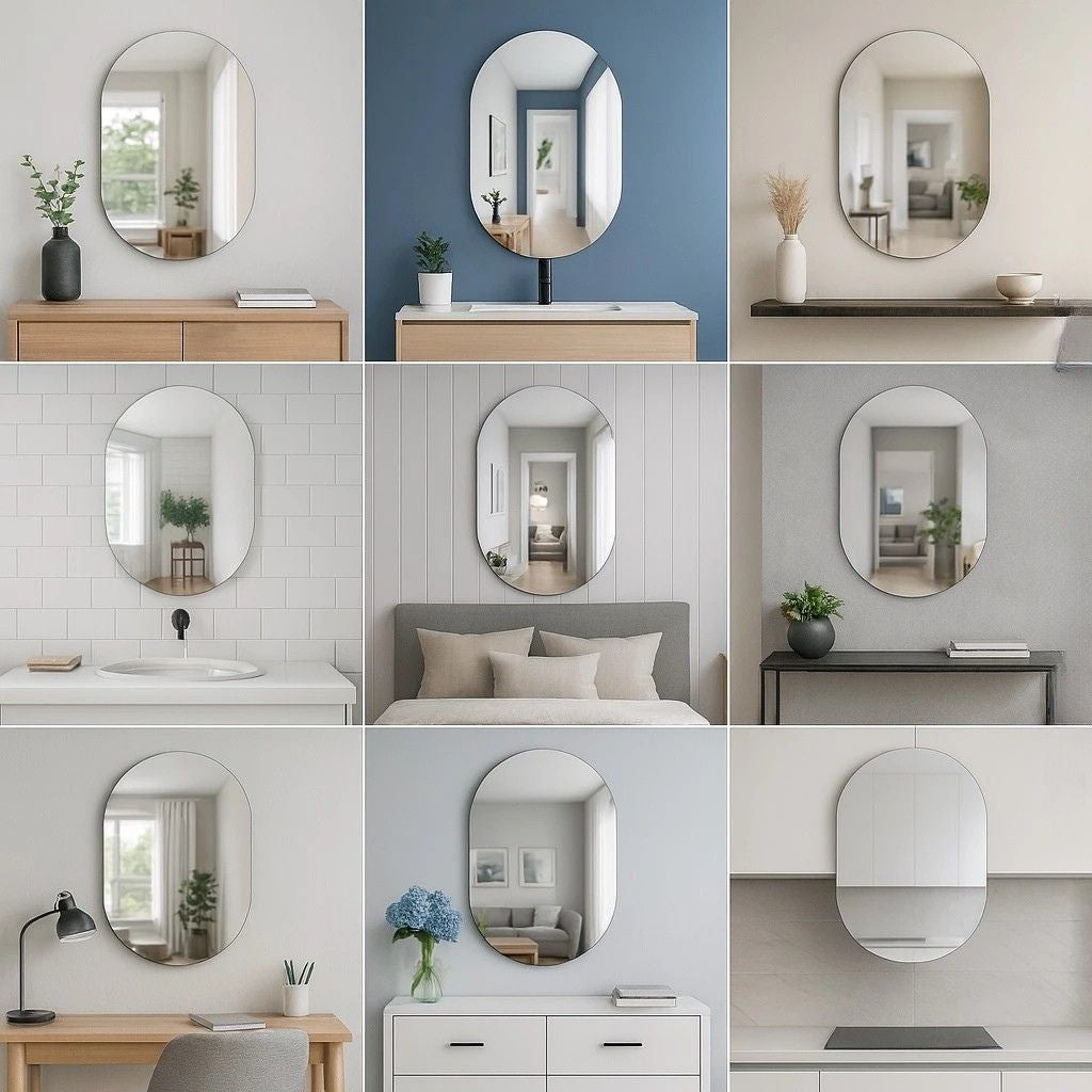 Espelho Oval Deux 40x50cm com opção de LED branco quente, frio ou sem LED. Vidro 3 mm, design moderno e acabamento sofisticado para banheiro, quarto e lavabo.