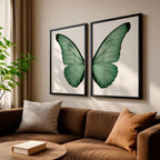 Kit 2 Quadros Féminin Art em tons terrosos com moldura laqueada e impressão HD. Arte feminina sofisticada para salas, quartos e home office.