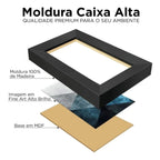 Kit 2 quadros Flores Bleu com moldura caixa alta e vidro cristalino. Arte leve e sofisticada em tons de azul para salas e quartos.