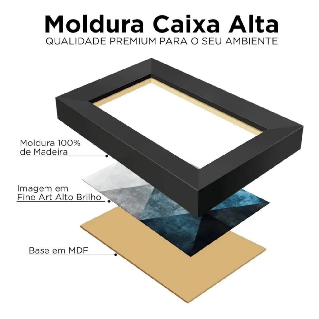 Kit 2 quadros Flores Bleu com moldura caixa alta e vidro cristalino. Arte leve e sofisticada em tons de azul para salas e quartos.