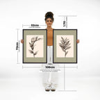 Kit 2 quadros botânicos Deux Floral 50x70 com moldura caixinha. Arte vintage elegante, impressão premium e opção com/sem vidro. Para salas e quartos.