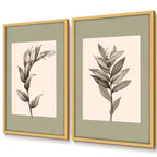 Kit 2 quadros botânicos Deux Floral 50x70 com moldura caixinha. Arte vintage elegante, impressão premium e opção com/sem vidro. Para salas e quartos.