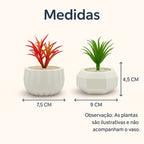 Kit 6 Vasos Raffiné em gesso com acabamento fosco e design contemporâneo. Conjunto versátil e elegante para suculentas, estantes e escritórios. Envio imediato.