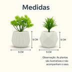 Kit 6 Vasos Raffiné em gesso com acabamento fosco e design contemporâneo. Conjunto versátil e elegante para suculentas, estantes e escritórios. Envio imediato.