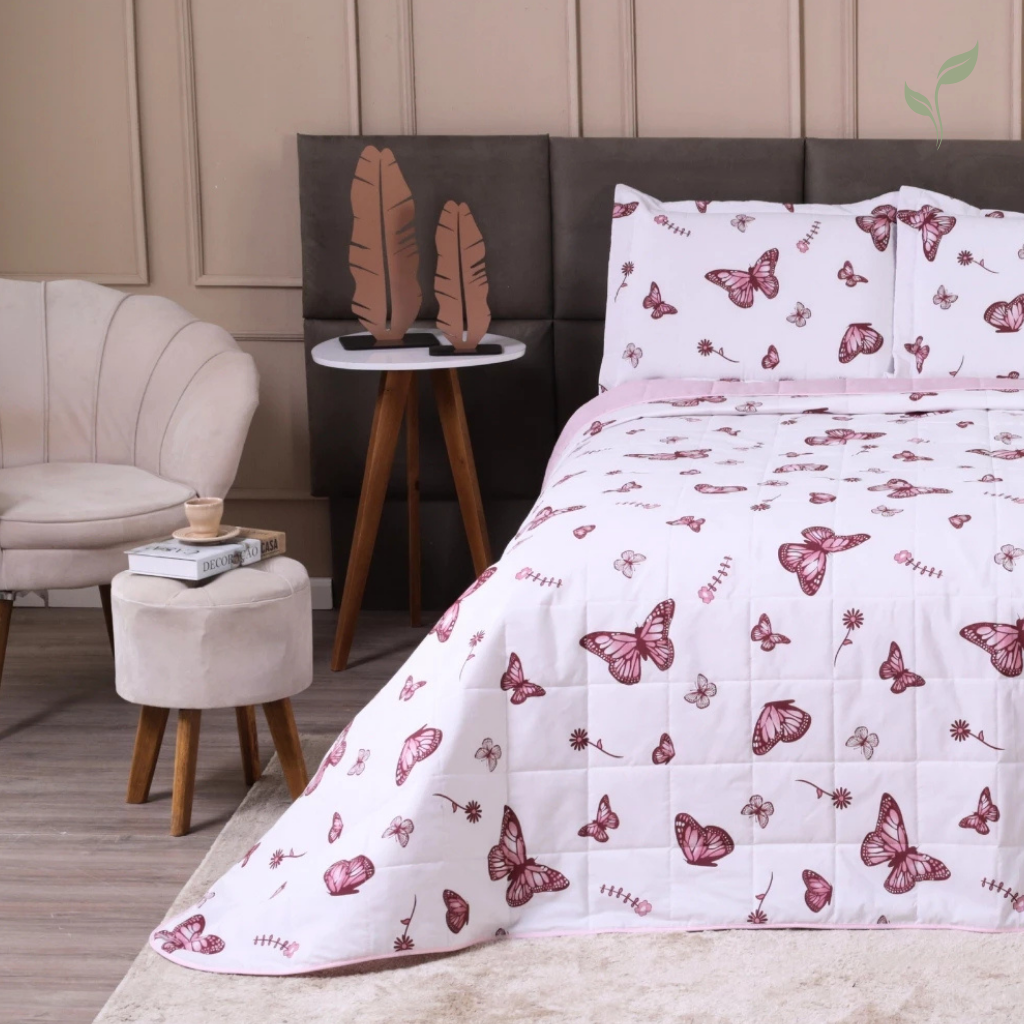 Colcha Cobre Leito Casal Farfalla, capa de edredom mais mantas, capa de edredom, capa de cama, louhir, louhir.com, louhir.com.br