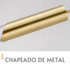 Pendente Nobre com LED 5W, 3 tons de luz e altura regulável de 50-120cm. Metal dourado, bivolt e durável. Ideal para salas, cozinhas e áreas sociais. Compre agora!