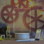 Luminária quadro de anotações com efeito 3D LED, 3 cores de luz e marcador incluso. Reutilizável, portátil e perfeita para decorar quartos e mesas com criatividade.