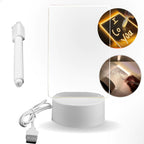Luminária quadro de anotações com efeito 3D LED, 3 cores de luz e marcador incluso. Reutilizável, portátil e perfeita para decorar quartos e mesas com criatividade.