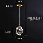 Luminária de Teto Diamante Cristal K9 Nobre Louhir