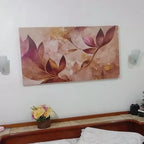 Quadro Floral Rosê Doré 130x70 com impressão HD em tecido e laterais de 3cm. Estrutura em Pinus, sem moldura e pronto para pendurar. Elegância para qualquer ambiente.