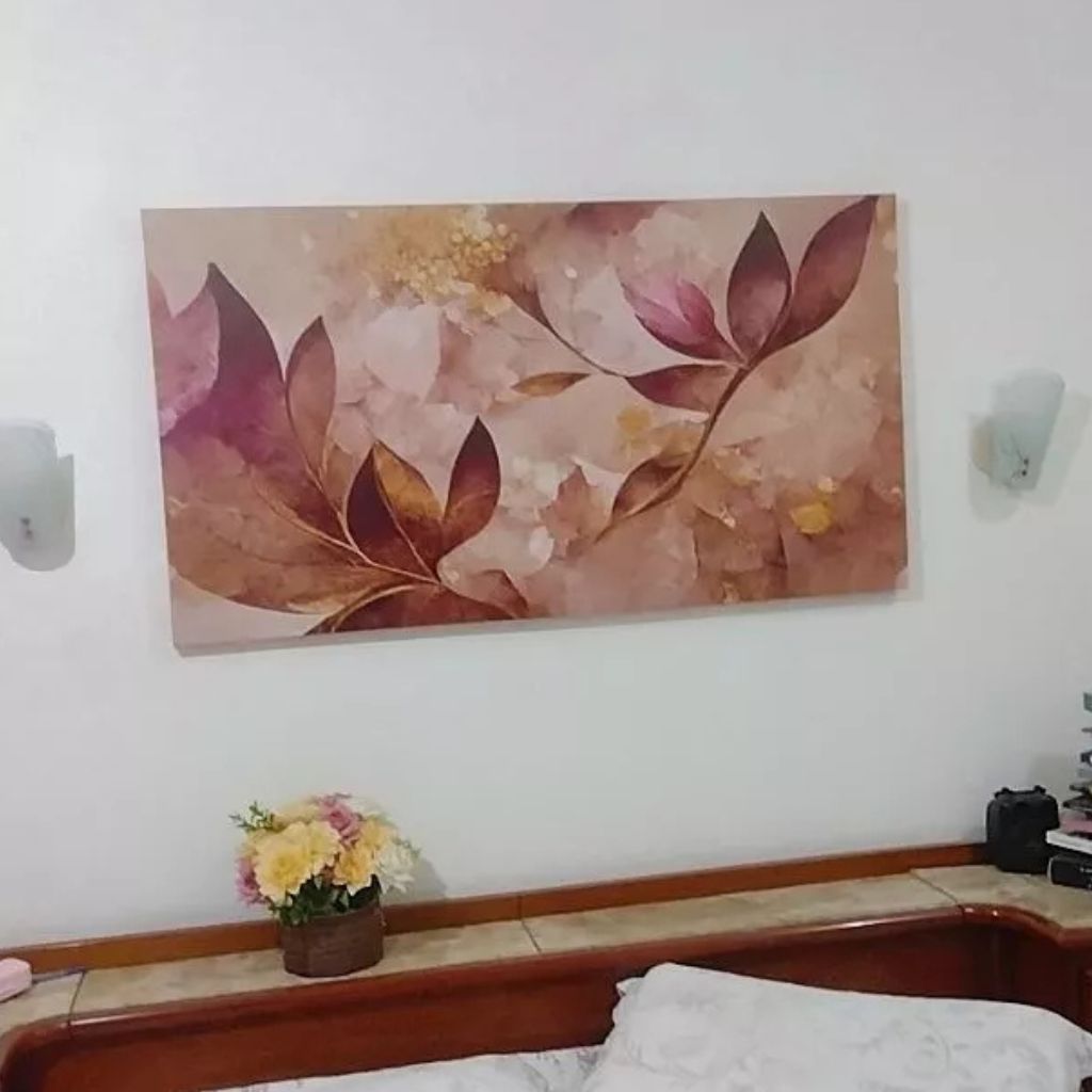 Quadro Floral Rosê Doré 130x70 com impressão HD em tecido e laterais de 3cm. Estrutura em Pinus, sem moldura e pronto para pendurar. Elegância para qualquer ambiente.