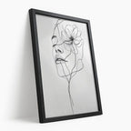 Quadro Donzela Visage em line art com moldura laqueada e impressão HD. Design minimalista feminino e floral para decorar quartos e salas com sofisticação.