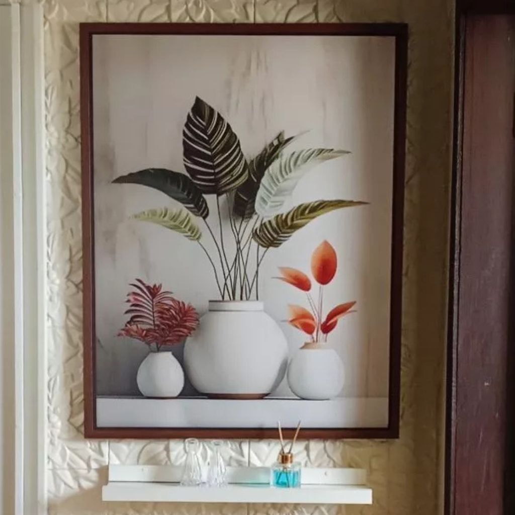 Quadro Rústico Vaso de Plantas Trois em MDF com impressão vinil. Sem moldura, pronto para colar, moderno e acolhedor. Disponível em vários tamanhos.