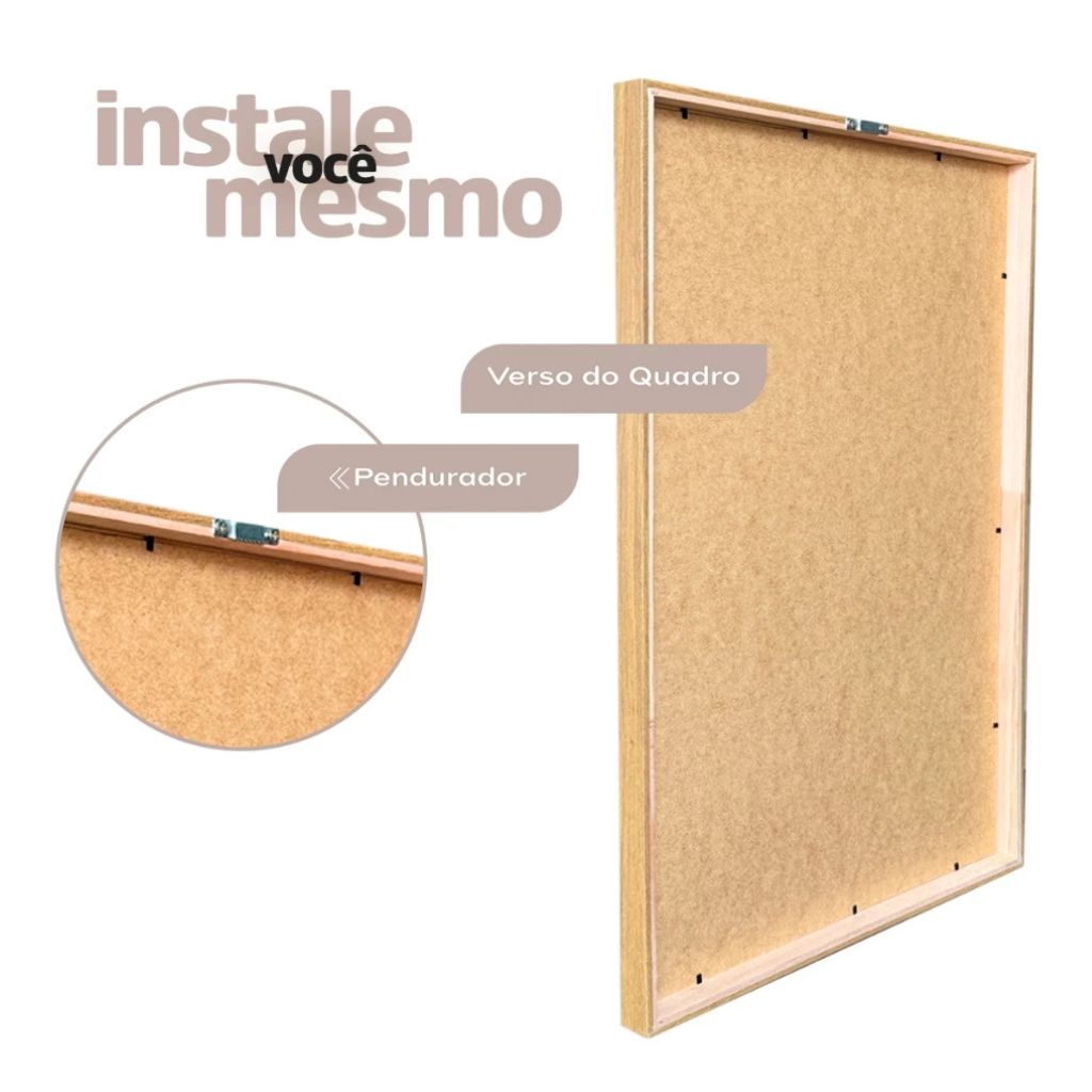 Kit com 3 quadros grandes 50x70 Folhas Nobres Or. Moldura em madeira premium e impressão fosca de alta qualidade. Ideal para salas e ambientes sofisticados.